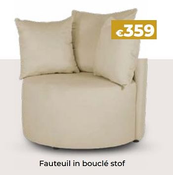 Promoties Fauteuil in bouclé stof - Huismerk - Euroshop - Geldig van 24/10/2023 tot 31/12/2023 bij Euro Shop