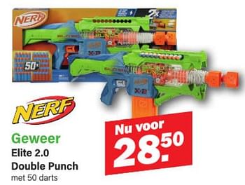 Promoties Geweer elite 2.0 double punch - Nerf - Geldig van 29/10/2023 tot 19/11/2023 bij Van Cranenbroek