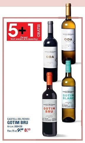 Promoties Castell del remei gotim bru - Rode wijnen - Geldig van 26/10/2023 tot 13/11/2023 bij Sligro