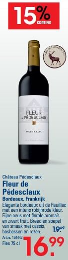 Promoties Château pédesclaux fleur de pédesclaux bordeaux, frankrijk - Rode wijnen - Geldig van 26/10/2023 tot 13/11/2023 bij Sligro