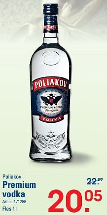 Promoties Poliakov premium vodka - poliakov - Geldig van 26/10/2023 tot 13/11/2023 bij Sligro
