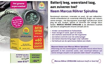 Promoties Actiepak spirulina - Marcus Rohrer - Geldig van 01/11/2023 tot 30/11/2023 bij Mannavita