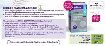 Promoties Omega-3 platinum algenolie - Mannavital - Geldig van 01/11/2023 tot 30/11/2023 bij Mannavita