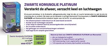 Promoties Zwarte komijnolie platinum - Mannavital - Geldig van 01/11/2023 tot 30/11/2023 bij Mannavita