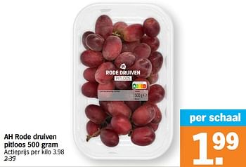 Promoties Ah rode druiven pitloos - Huismerk - Albert Heijn - Geldig van 06/11/2023 tot 12/11/2023 bij Albert Heijn