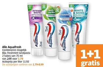 Promoties Aquafresh freshmint tandpasta - Aquafresh - Geldig van 06/11/2023 tot 12/11/2023 bij Albert Heijn