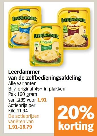 Promoties Leerdammer original 45+ - Leerdammer - Geldig van 06/11/2023 tot 12/11/2023 bij Albert Heijn