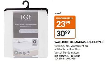 Promoties Waterdichte matrasbeschermer - TQF - Geldig van 08/11/2023 tot 12/11/2023 bij Fun