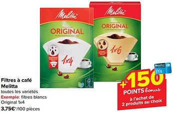 Promotions Filtres blancs original 1x4 - Melitta - Valide de 31/10/2023 à 13/11/2023 chez Carrefour