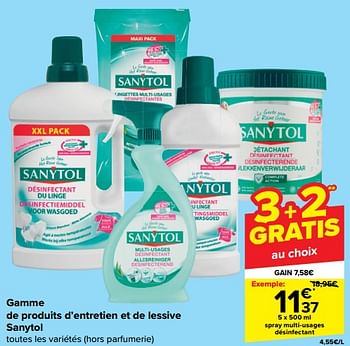 Promotions Spray multi-usages désinfectant - Sanytol - Valide de 31/10/2023 à 13/11/2023 chez Carrefour