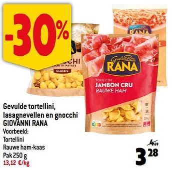 Promotions Gevulde tortellini, lasagnevellen en gnocchi giovanni rana - Giovanni rana - Valide de 08/11/2023 à 14/11/2023 chez Smatch