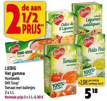 Promotions Liebig déli soup’ tomaat met balletjes - Liebig - Valide de 08/11/2023 à 14/11/2023 chez Smatch