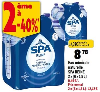 Promotions Eau minérale naturelle spa reine - Spa - Valide de 08/11/2023 à 14/11/2023 chez Smatch