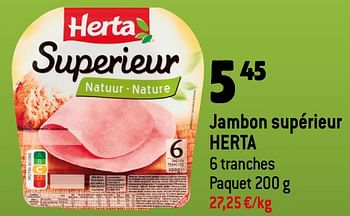 Promotions Jambon supérieur herta - Herta - Valide de 08/11/2023 à 14/11/2023 chez Smatch