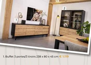 Promotions Buffet 3 portes-3 tiroirs - Produit Maison - Euroshop - Valide de 24/10/2023 à 31/12/2023 chez Euro Shop