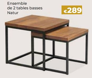Promotions Ensemble de 2 tables basses natur - Produit Maison - Euroshop - Valide de 24/10/2023 à 31/12/2023 chez Euro Shop