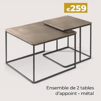 Promotions Ensemble de 2 tables d’appoint - métal - Produit Maison - Euroshop - Valide de 24/10/2023 à 31/12/2023 chez Euro Shop