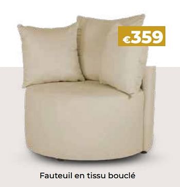Promotions Fauteuil en tissu bouclé - Produit Maison - Euroshop - Valide de 24/10/2023 à 31/12/2023 chez Euro Shop