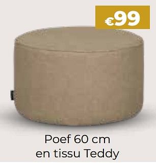 Promotions Poef en tissu teddy - Produit Maison - Euroshop - Valide de 24/10/2023 à 31/12/2023 chez Euro Shop