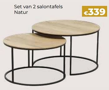 Promotions Set van 2 salontafels natur - Produit Maison - Euroshop - Valide de 24/10/2023 à 31/12/2023 chez Euro Shop