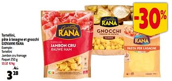 Promoties Tortellini, pâte à lasagne et gnocchi giovanni rana - Giovanni rana - Geldig van 08/11/2023 tot 14/11/2023 bij Match