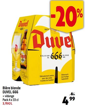 Promotions Bière blonde duvel 666 - Duvel - Valide de 08/11/2023 à 14/11/2023 chez Match