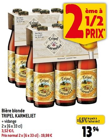 Promotions Bière blonde tripel karmeliet - TRipel Karmeliet - Valide de 08/11/2023 à 14/11/2023 chez Match