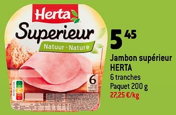 Promotions Jambon supérieur herta - Herta - Valide de 08/11/2023 à 14/11/2023 chez Match
