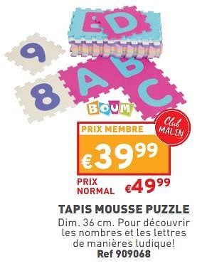 Promotions Tapis mousse puzzle - Boum - Valide de 08/11/2023 à 13/11/2023 chez Trafic
