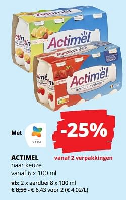 Promoties Actimel aardbei - Danone - Geldig van 02/11/2023 tot 15/11/2023 bij Spar (Colruytgroup)