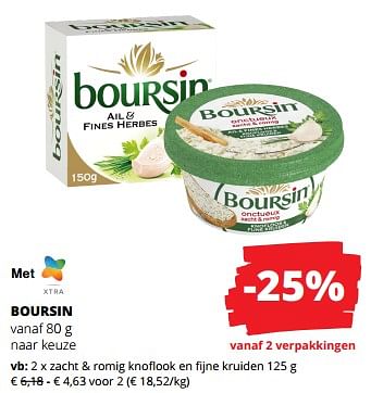 Promoties Boursin zacht + romig knoflook en fijne kruiden - Boursin - Geldig van 02/11/2023 tot 15/11/2023 bij Spar (Colruytgroup)
