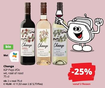 Promoties Change igp pays d’oc rosé - Rosé wijnen - Geldig van 02/11/2023 tot 15/11/2023 bij Spar (Colruytgroup)