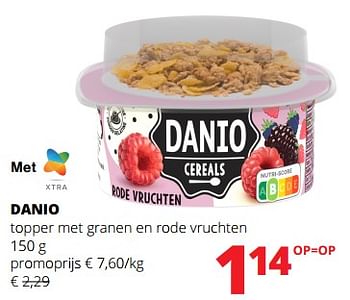 Promoties Danio topper met granen en rode vruchten - Danone - Geldig van 02/11/2023 tot 15/11/2023 bij Spar (Colruytgroup)