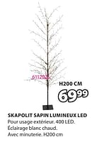 Sapin lumineux LED SKAPOLIT H200cm avec 400 LED et minuterie