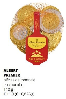 Promotions Albert premier pièces de monnaie en chocolat - Albert Premier - Valide de 02/11/2023 à 15/11/2023 chez Spar (Colruytgroup)