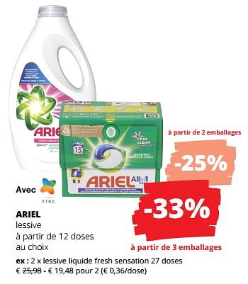 Promotions Ariel lessive liquide fresh sensation - Ariel - Valide de 02/11/2023 à 15/11/2023 chez Spar (Colruytgroup)