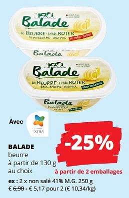 Promotions Balade beurre non salé - Balade - Valide de 02/11/2023 à 15/11/2023 chez Spar (Colruytgroup)