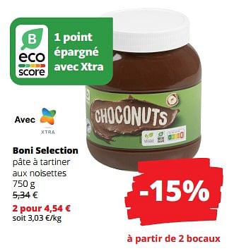 Promotions Boni selection pâte à tartiner aux noisettes - Boni - Valide de 02/11/2023 à 15/11/2023 chez Spar (Colruytgroup)