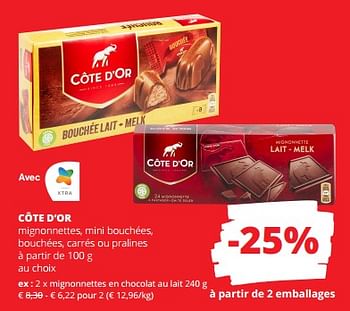 Promotions Côte d’or mignonnettes en chocolat au lait - Cote D'Or - Valide de 02/11/2023 à 15/11/2023 chez Spar (Colruytgroup)