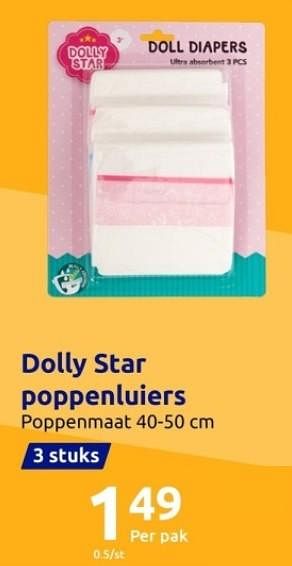 Promoties Dolly star poppenluiers - Dolly Star - Geldig van 01/11/2023 tot 07/11/2023 bij Action