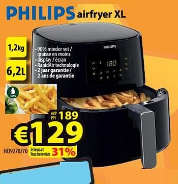 Promoties Philips airfryer xl hd9270-70 - Philips - Geldig van 09/11/2023 tot 15/11/2023 bij ElectroStock