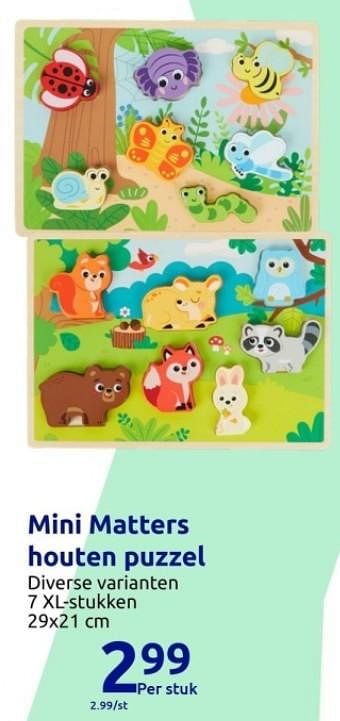 Promoties Mini matters houten puzzel - Mini Matters - Geldig van 01/11/2023 tot 07/11/2023 bij Action