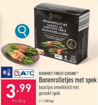 Promoties Bonenrolletjes met spek - Gourmet Finest Cuisine - Geldig van 13/11/2023 tot 24/11/2023 bij Aldi