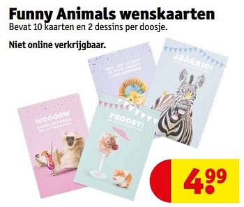 Promoties Funny animals wenskaarten - Huismerk - Kruidvat - Geldig van 14/11/2023 tot 19/11/2023 bij Kruidvat