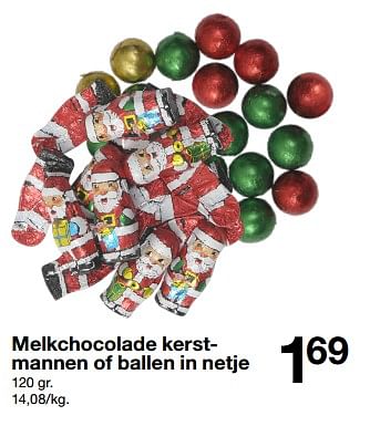 Promoties Melkchocolade kerstmannen of ballen in netje - Huismerk - Zeeman  - Geldig van 11/11/2023 tot 17/11/2023 bij Zeeman