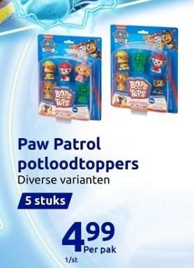 Promoties Paw patrol potloodtoppers - Nickelodeon - Geldig van 01/11/2023 tot 07/11/2023 bij Action