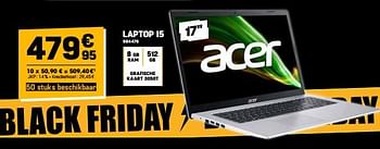 Promoties Acer laptop 15 - Acer - Geldig van 08/11/2023 tot 27/11/2023 bij Electro Depot