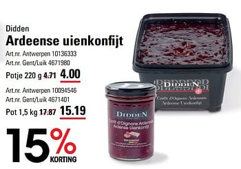 Promotions Ardeense uienkonfijt - Didden - Valide de 05/10/2023 à 31/12/2023 chez Sligro