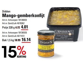 Promoties Mango-gemberkonfijt - Didden - Geldig van 05/10/2023 tot 31/12/2023 bij Sligro