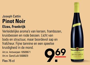 Promoties Pinot noir elzas, frankrijk - Rode wijnen - Geldig van 05/10/2023 tot 31/12/2023 bij Sligro